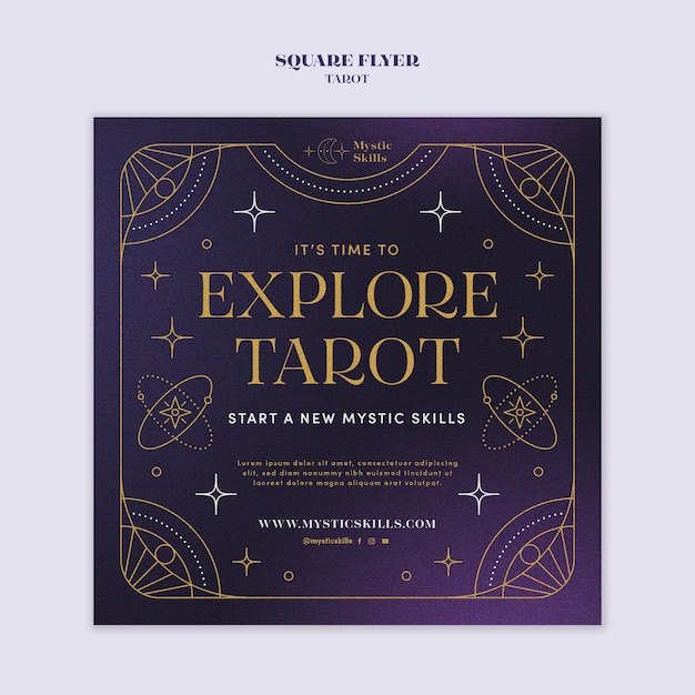 Tarot cards square flyer template