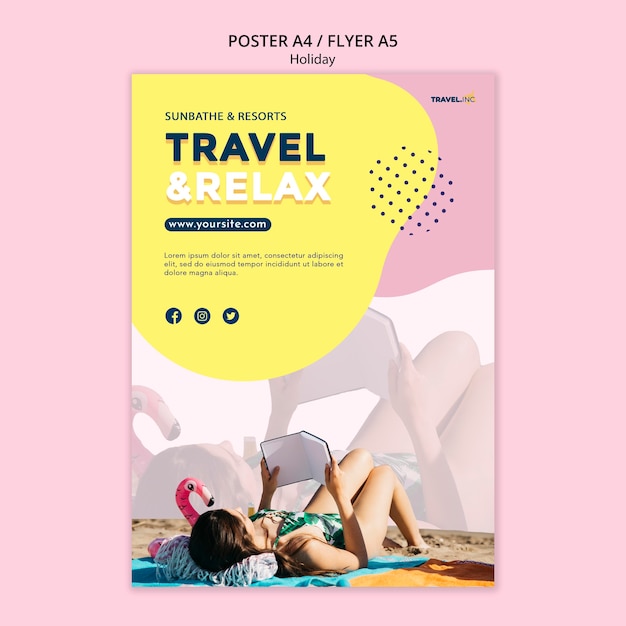 PSD gratuito tarvel e relax poster modello