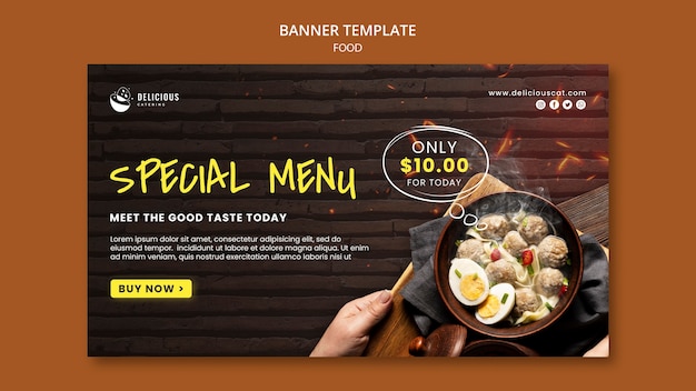 Бесплатный PSD Шаблон баннера специального меню вкусной азиатской кухни