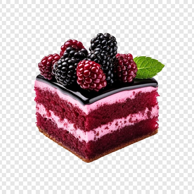 Tasty blackberry cake isolated on transparent background