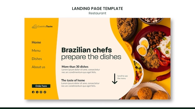 Pagina di destinazione del cibo brasiliano gustoso