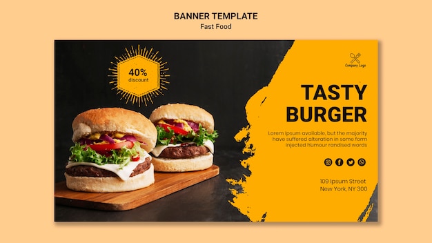 PSD gratuito modello di banner gustoso hamburger