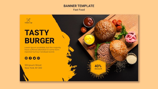 Modello di banner gustoso hamburger
