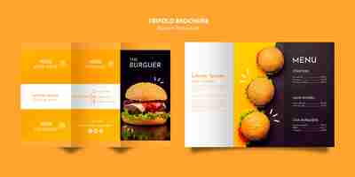 Free PSD tasty burger restaurant trifold brochure