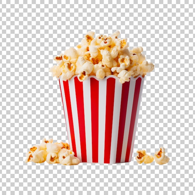 Free PSD tasty caramel glazed popcorn in a box on a transparent background