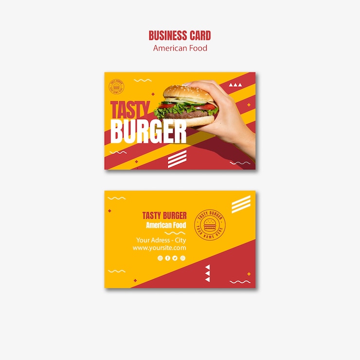 Free PSD tasty cheeseburger american food business card