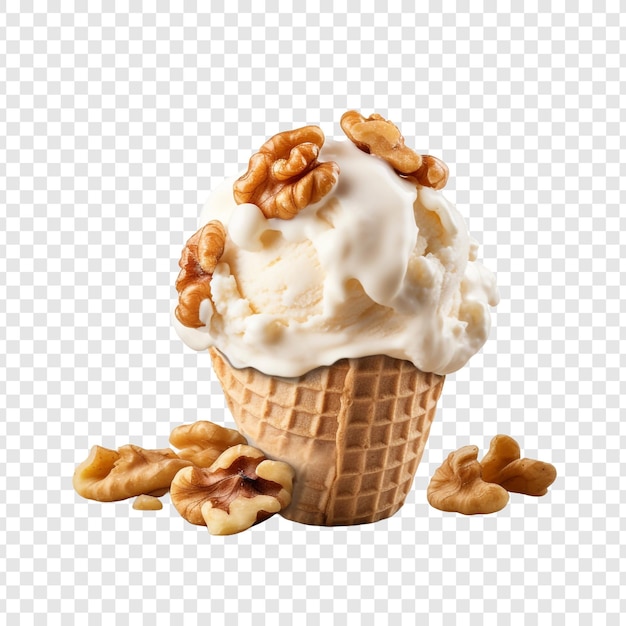 무료 PSD 맛있는  ⁇ 끔한 walnuts 아이스크림 png 투명한 배경에 고립