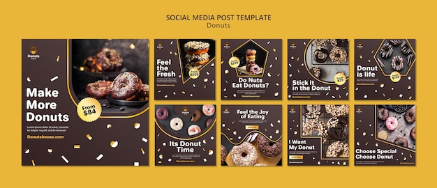 맛있는 도넛 소셜 미디어 게시물