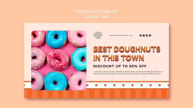 Tasty doughnut shop facebook template