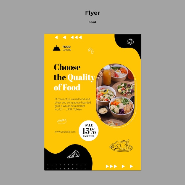 Tasty food with discount poster template