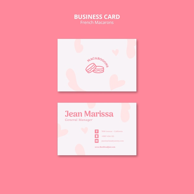 Free PSD tasty french macarons business card