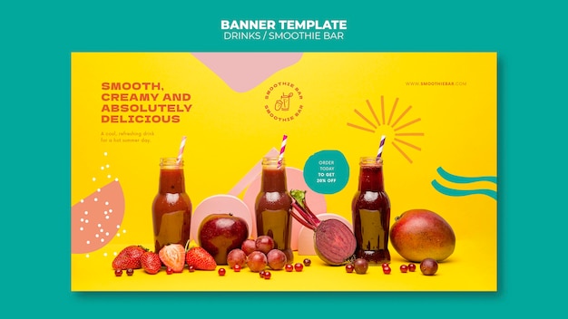 Tasty fruit drink horizontal banner template