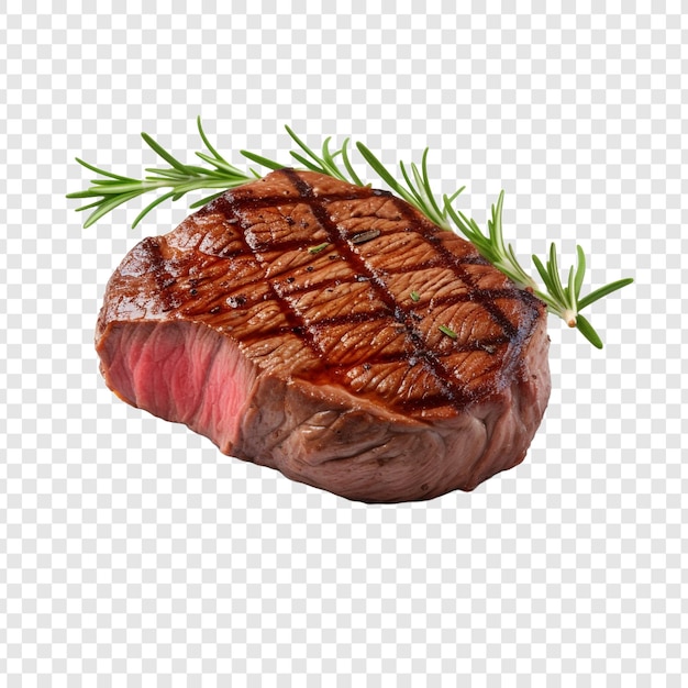 無料PSD 透明な背景に分離されたおいしい牛フィレ肉のグリル ステーキ