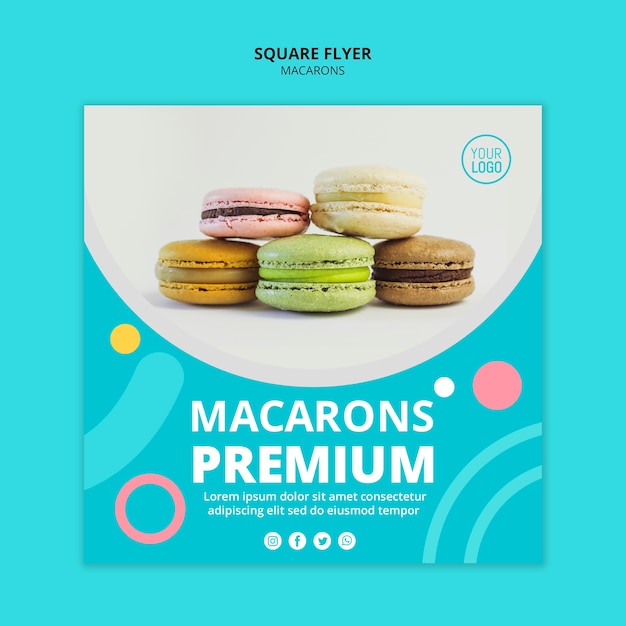 Volantino quadrato premium gustosi macarons