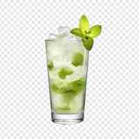 Free PSD tasty mint julep cocktail glass isolated on transparent background