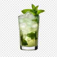 Free PSD tasty mint julep cocktail glass isolated on transparent background