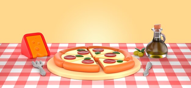 맛있는 피자 렌더링 모형