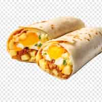 Free PSD tasty potato and egg breakfast burrito isolated on transparent background