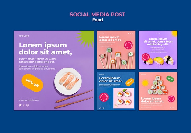 Free PSD tasty sushi social media post template