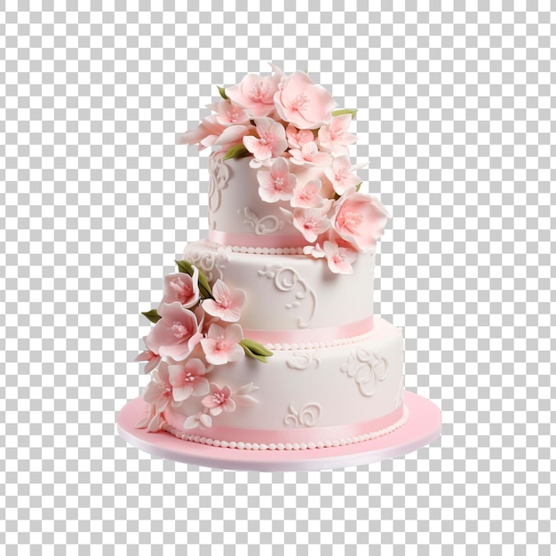 Tasty wedding fondant cake isolated on a transparent background