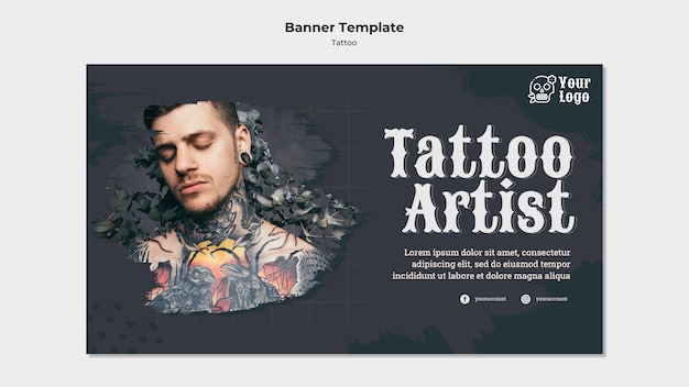 PSD gratuito modello di banner artista del tatuaggio