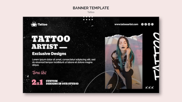 PSD gratuito modello di banner artista del tatuaggio
