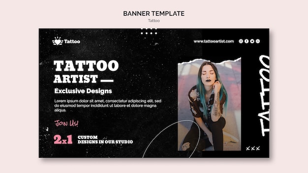 Modello di banner artista del tatuaggio