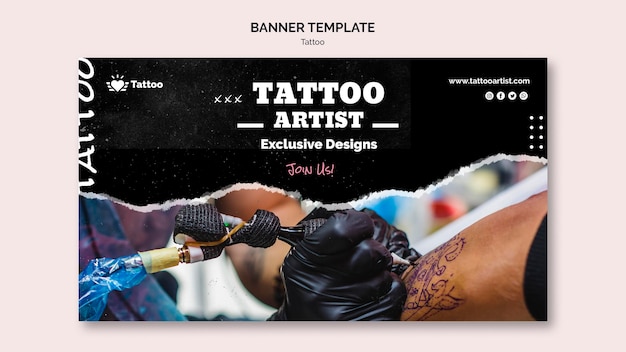 Modello di banner artista del tatuaggio