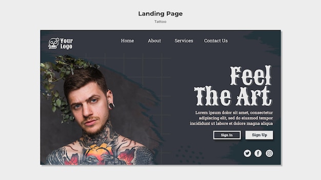 Free PSD tattoo artist landing page template