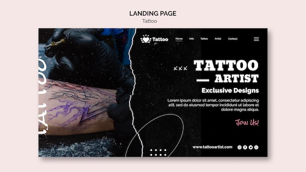 無料PSD タトゥーアーティストのランディングページテンプレート