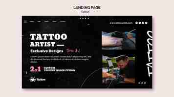 PSD gratuito modello di pagina di destinazione del tatuatore