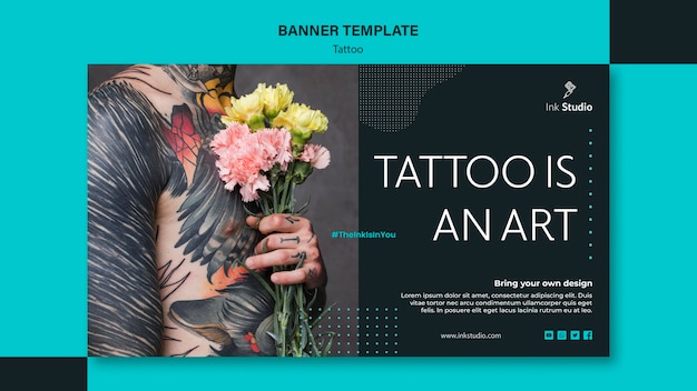 PSD gratuito il tatuaggio è un modello di banner d'arte