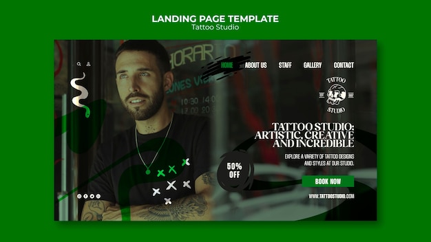 Free PSD tattoo landing page template design