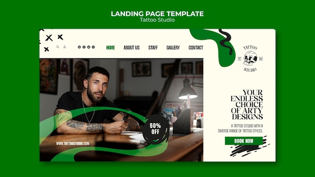 Free PSD tattoo landing page template design