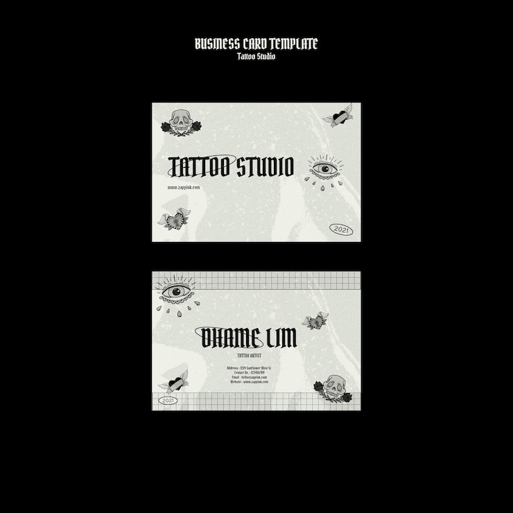 Free PSD tattoo studio business card design template