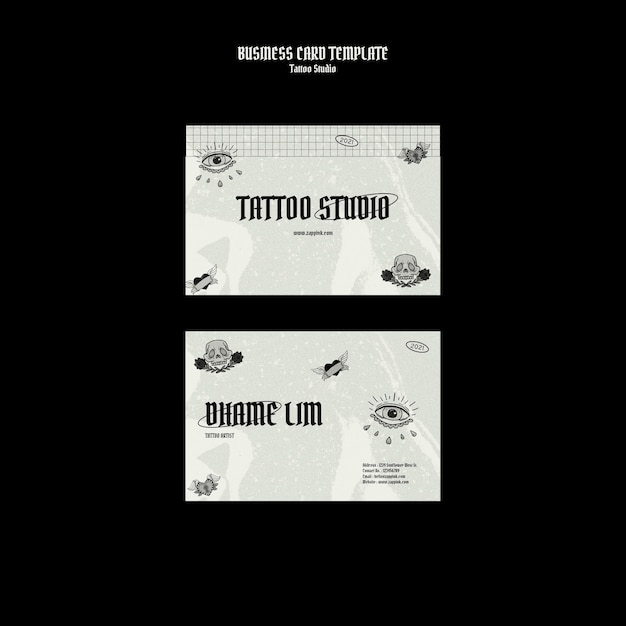 Free PSD tattoo studio business card design template