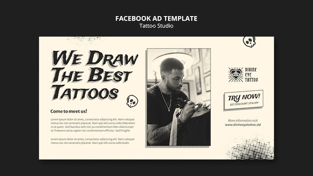 PSD gratuito modello facebook dello studio di tatuaggi