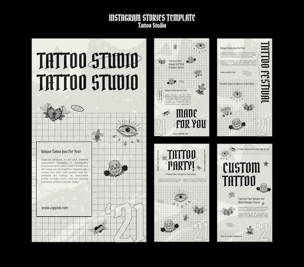 PSD gratuito modello di progettazione della storia di tattoo studio insta