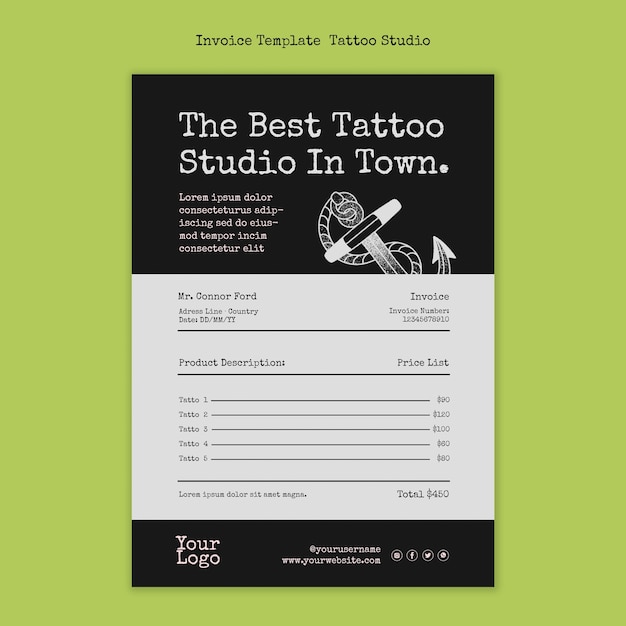 Tattoo studio invoice template