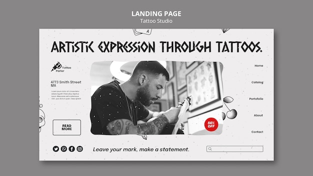 Modello della pagina di destinazione dello studio di tatuaggi