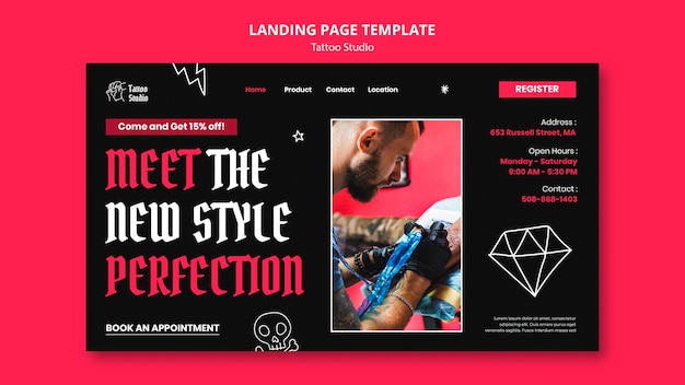 Tattoo studio landing page template