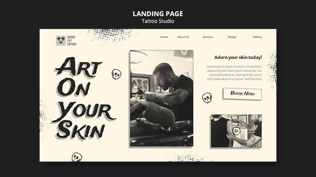 Free PSD tattoo studio landing page template