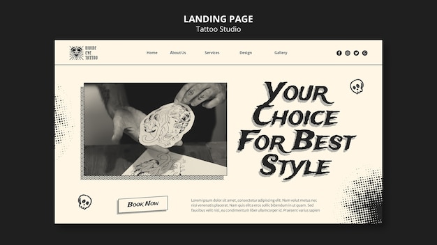 Free PSD tattoo studio landing page template