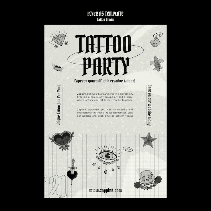 Free PSD tattoo studio poster design template