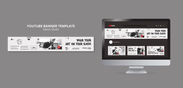 Tattoo studio youtube banner template