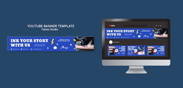 無料PSD タトゥー スタジオ youtube バナー テンプレート
