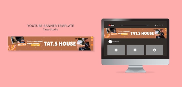 Tattoo Studio YouTube Banner Template – Free PSD Download