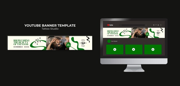 Free PSD tattoo youtube channel art template design