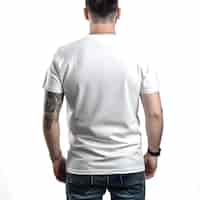 Free PSD tattooed man in white t shirt on white background