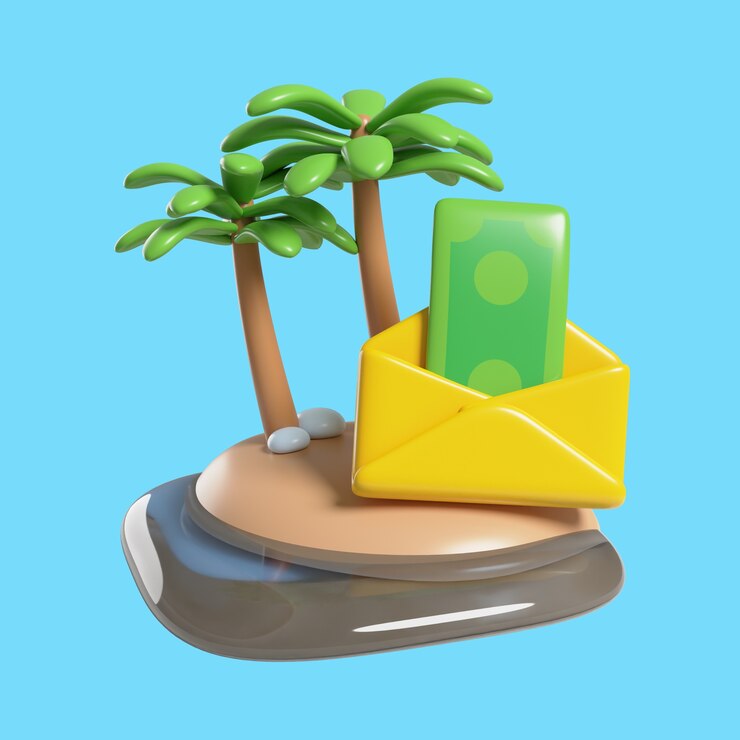 Free PSD tax island in 3d rendering